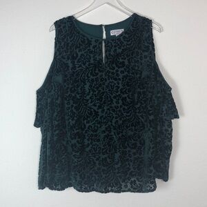 Nanette Lepore Velvet Pattern Cold Shoulder Top